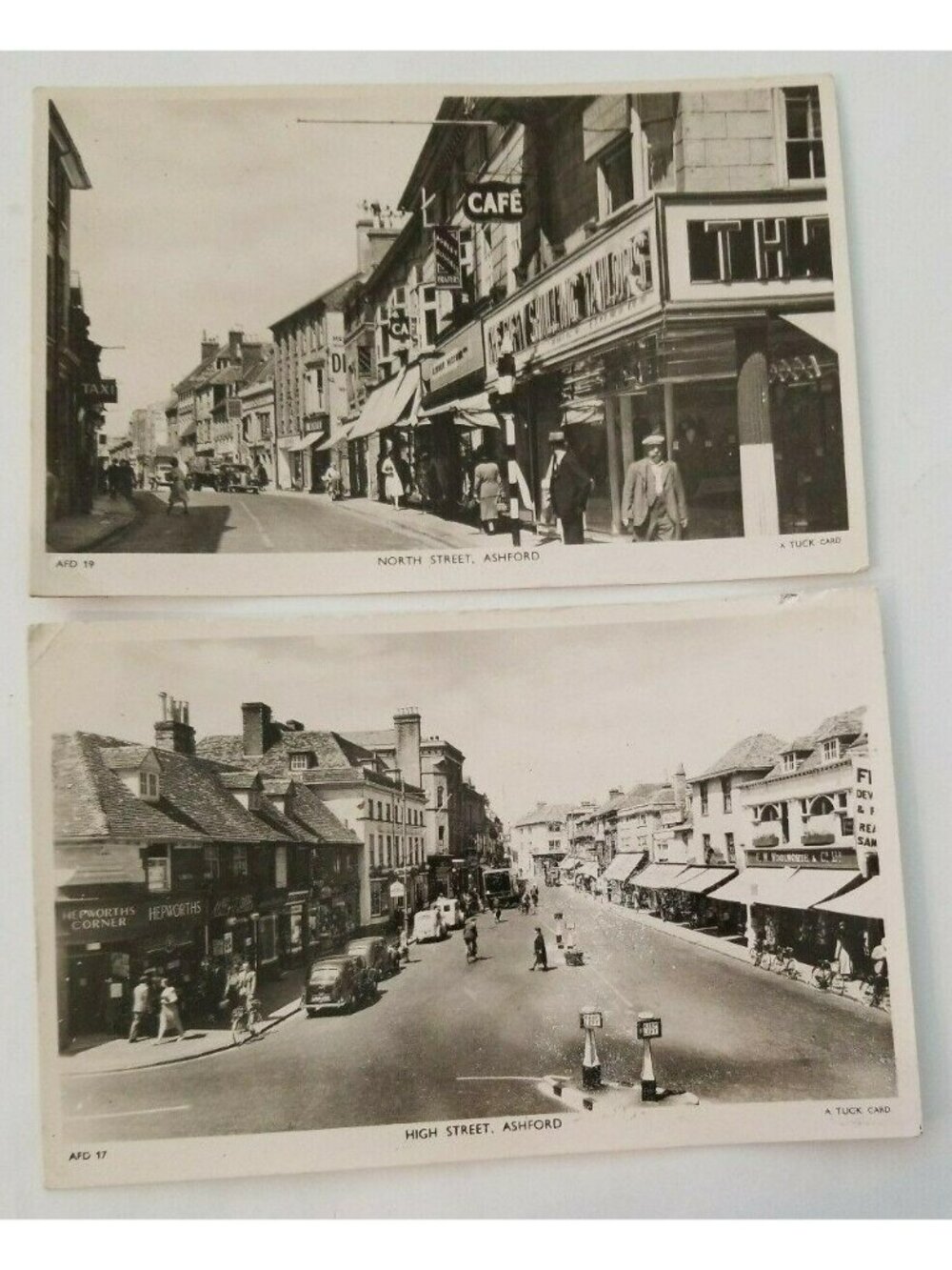 Ashford UK High and North Streets Real Photo Postcards Vintage Ephemera  BT962